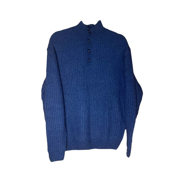 Kinloch Anderson Men's Scotland Wool Alpaca Navy Knit Sweater Size Large Buttons - Picture 1 of 7
